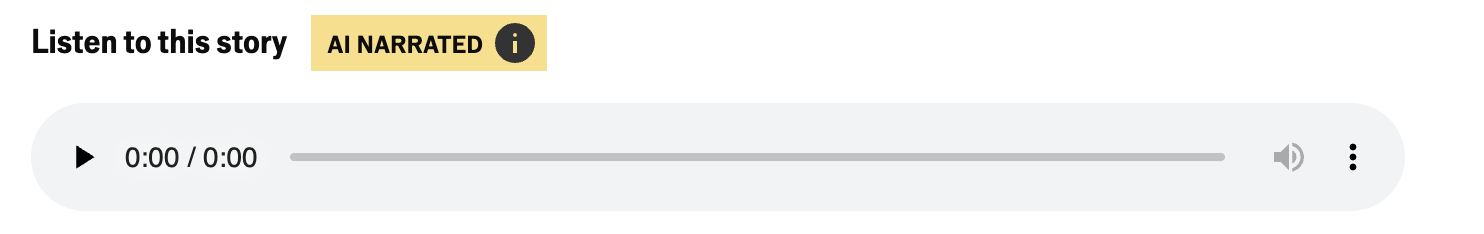 Listen to this story: AI narrated audio player interface